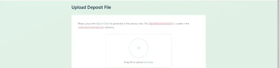 Ethereum Launchpad deposit data upload step