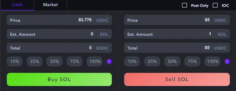 Aldrin Limit Order Step 1